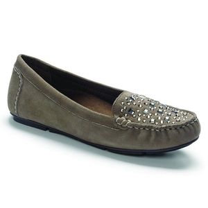 Vionic Women’s 365 Athens Taupe Moccasin Loafer with Jeweled Vamp Size 7.5